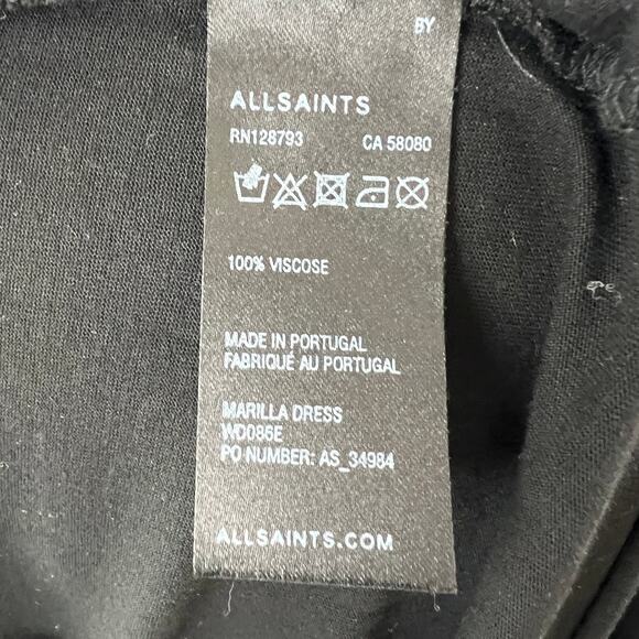 ALLSAINTS Marilla Black Sleeveless Round Neck Twist Side Bodycon Dress Size 2 - Picture 7 of 8